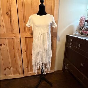All Saints White Fringe Dress
